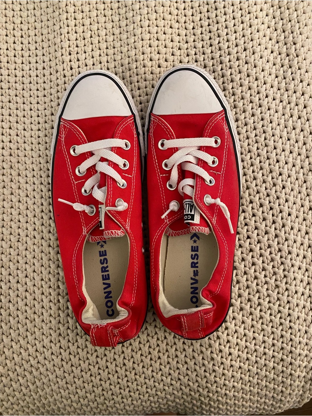 Converse Red Low-Top Slip On Canvas Sneakers